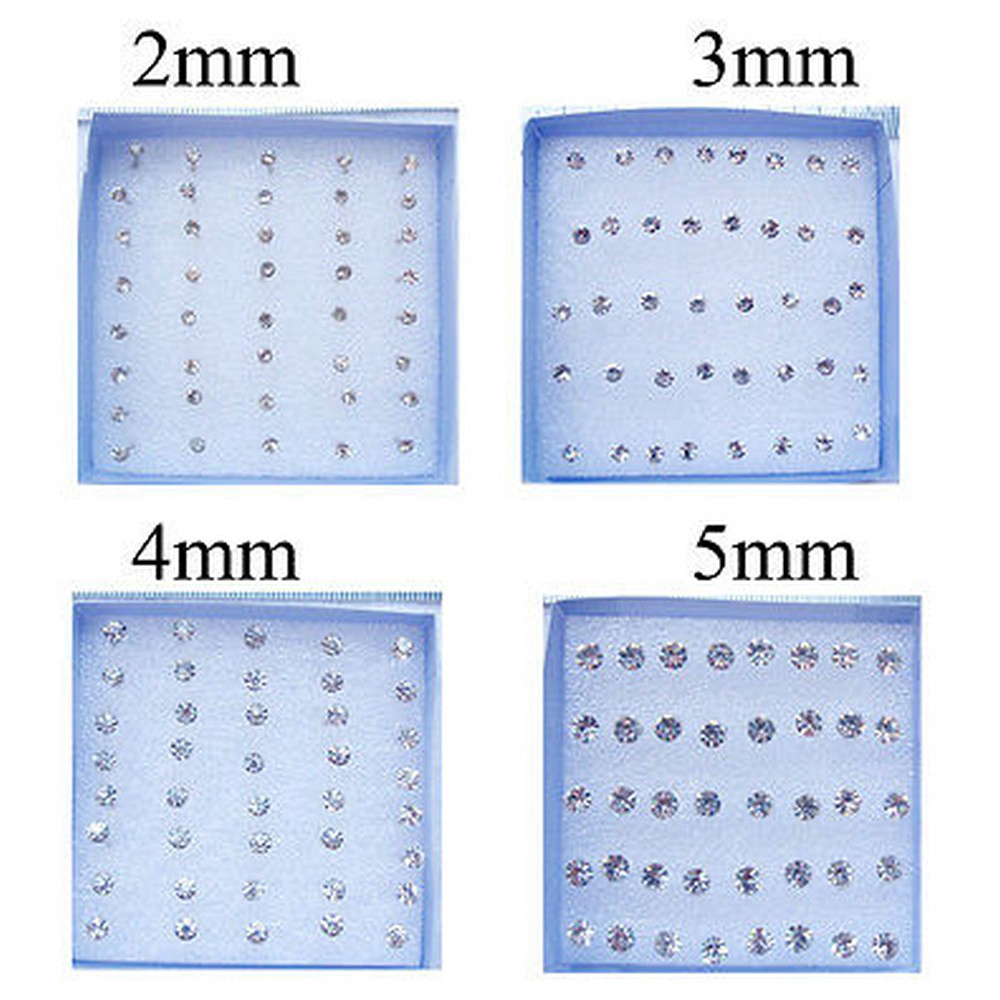 Bộ 20 đôi bông tai đính đá mini 2/3/4/5mm