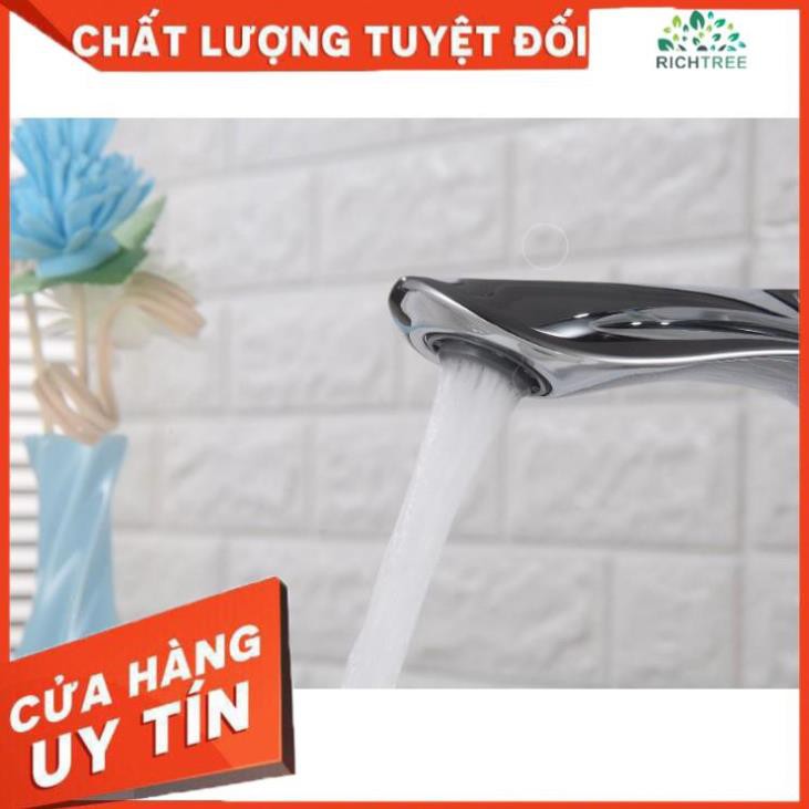 [FREE SHIP] Vòi lavabo NÓNG LẠNH MR cắm chậu chất liệu đồng nguyên khối mạ crome sáng bóng - Tặng 2 dây cấp nóng lạnh