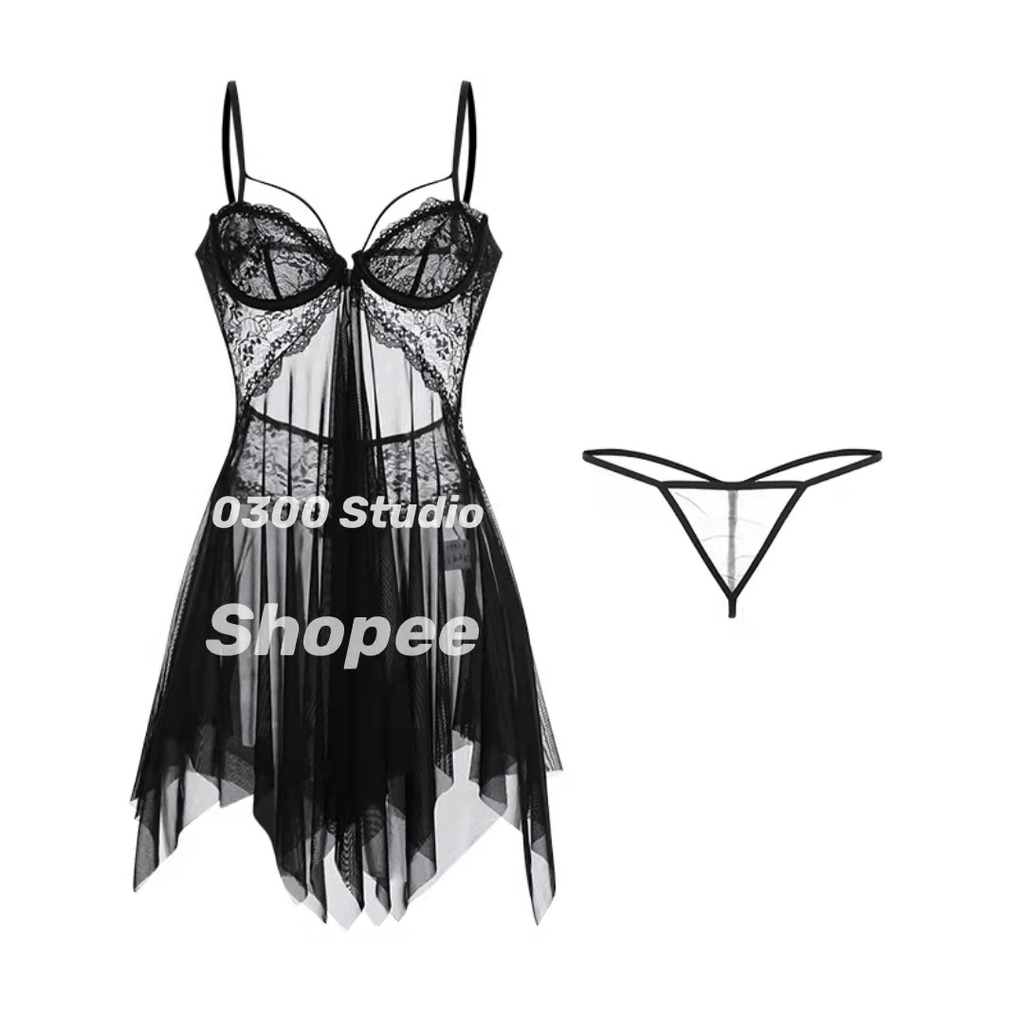 （Q1,HCM)  có quần lótĐồ ngủ sexy nữ 2 dây ren kèm áo choàng ngủ quyến rũ---010