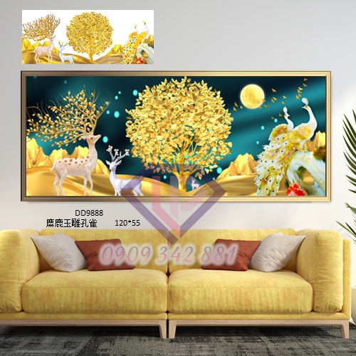 Tranh đính đá Phú quý cát tường D9888 120x55  cm