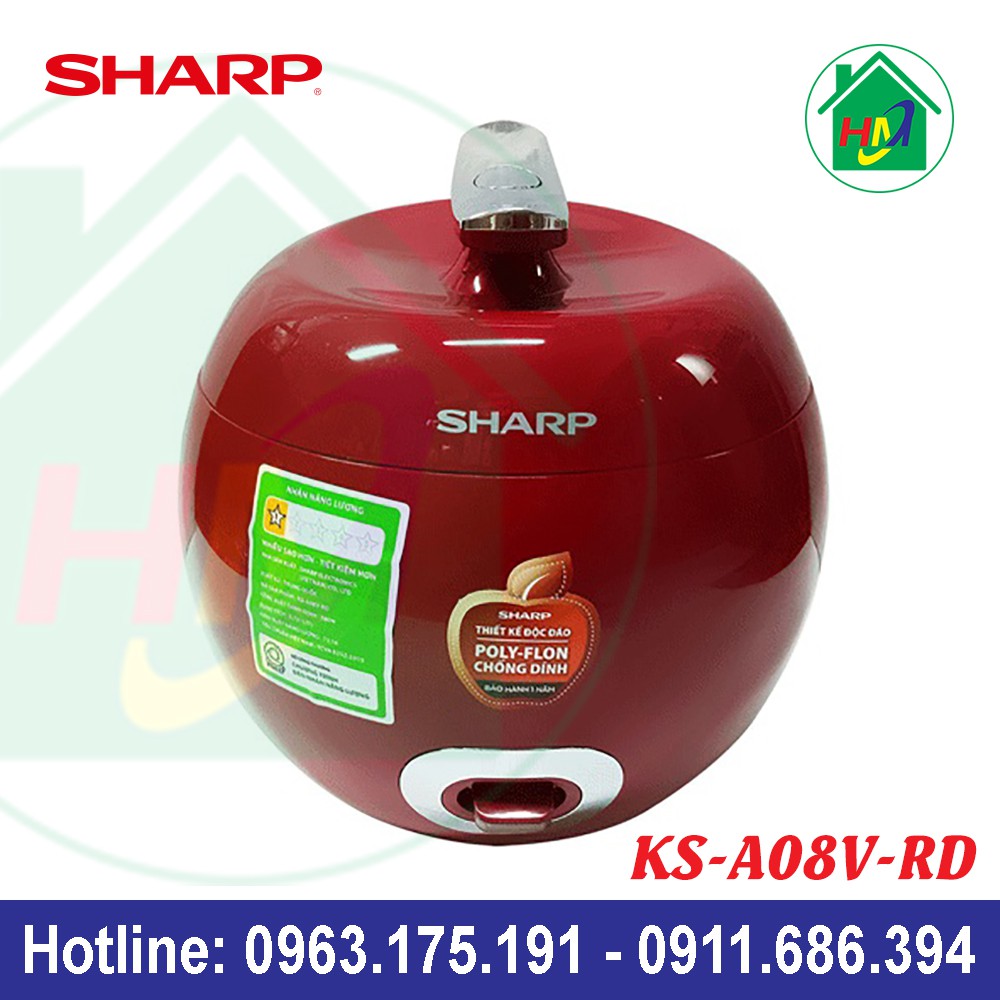 [Mã ELMS5 giảm 7% đơn 300K] Nồi Cơm Quả Táo 0.72L Sharp KS-A08V