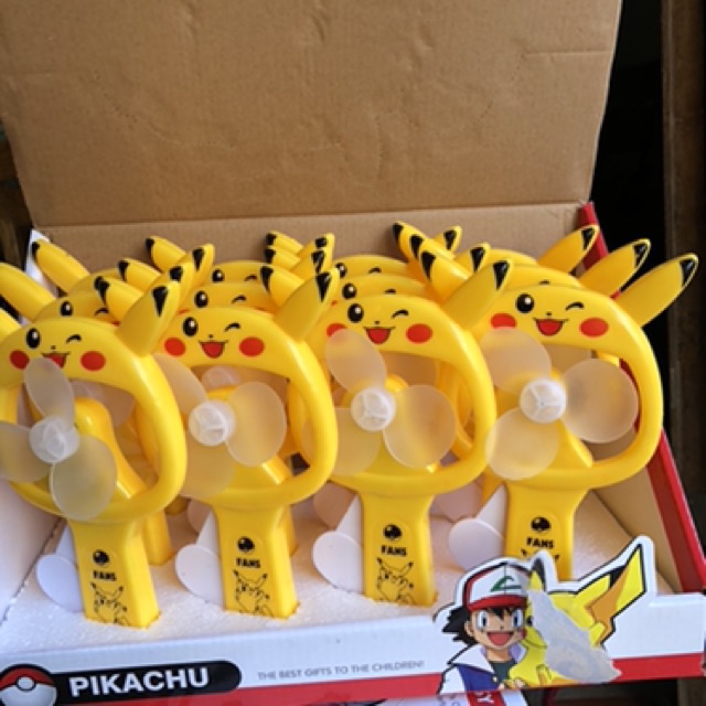 Hộp 12 chiếc quạt bóp tay hình Pikachu to cực mát