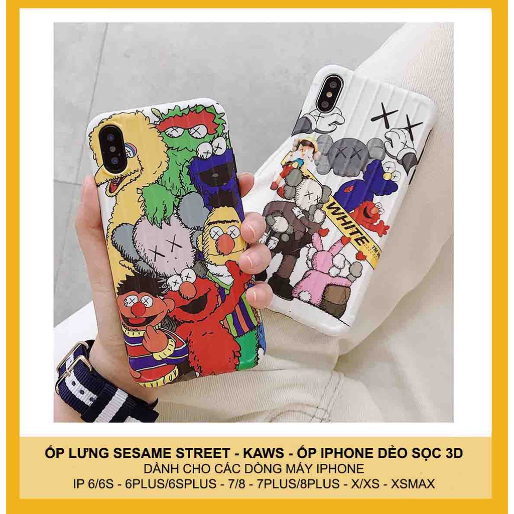 Ốp lưng iphone Sesame street kaws sọc - Ốp iphone 5/5s/6/6s/7/8/7plus/8plus/Xs/Xsmax/11/11promax E4-4