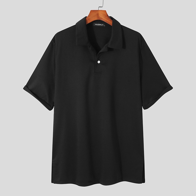 Áo thun polo INCERUN tay ngắn cổ bẻ thiết kế đơn giản thời trang dành cho bạn nam
