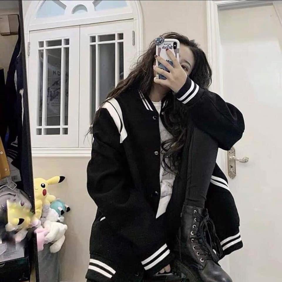 { Mới Về - Ảnh Thật } Áo Bomber Phối Vân Trắng Đen Dù 2 lớp Cao Cấp Đa Tác Dụng Trẻ Trung Năng Động Fom Đứng - bóng chày