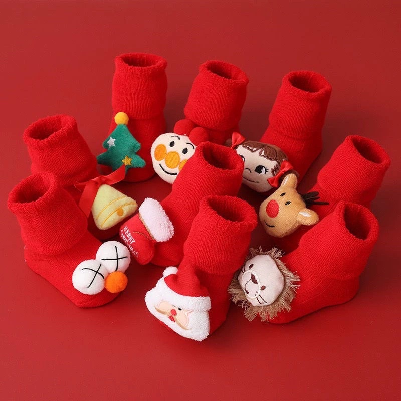 Tất Hình Thú Đỏ Cổ Cao Chống Trượt Cho Bé - Vớ Cho Bé Diện Tết Noel (Bảng 2)