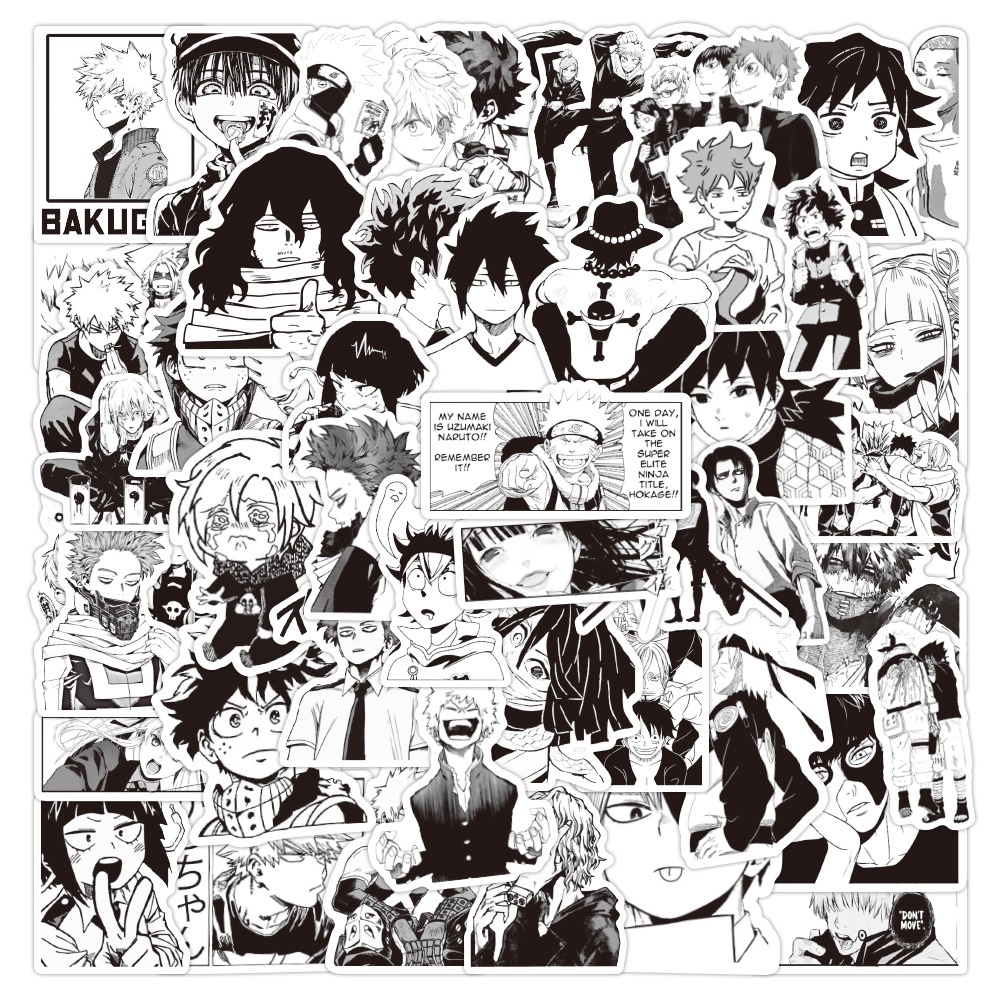 【Spot】Bộ 50 Miếng Dán Trang Trí Mũ Bảo Hiểm Phong Cách Anime Jujutsu Kaisen/One Piece/Naruto/ Tokyo Avengers Cho Điện Thoại