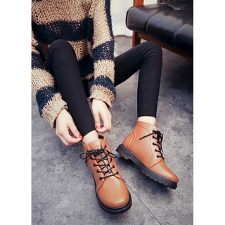 GIÀY BOOT CỔ THẤP CỘT DÂY CÁ TÍNH MÀU NÂU