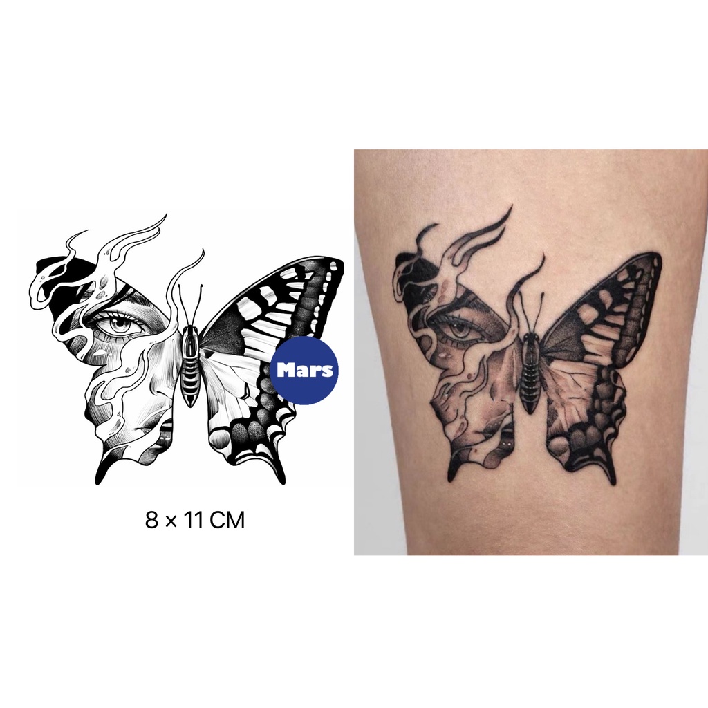 Miếng Dán Hình Xăm Bán Vĩnh Viễn / Bướm / Bướm / Hình Xăm Tạm Thời Lâu Trôi 2 Tuần Phân Hủy Được X071