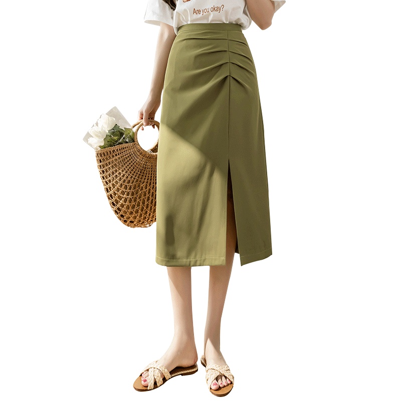 SUXI Chân Váy Midi Lưng Cao Màu Sắc Đơn Giản Phong Cách Cổ Điển Thời Trang Mùa Hè Xinh Xắn Cho Nữ