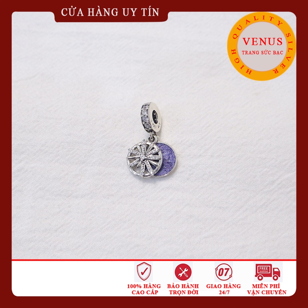 [Charm bạc 925 cao cấp] Charm treo hoa tuyết 4 màu- Mã sản phẩm VENUST3