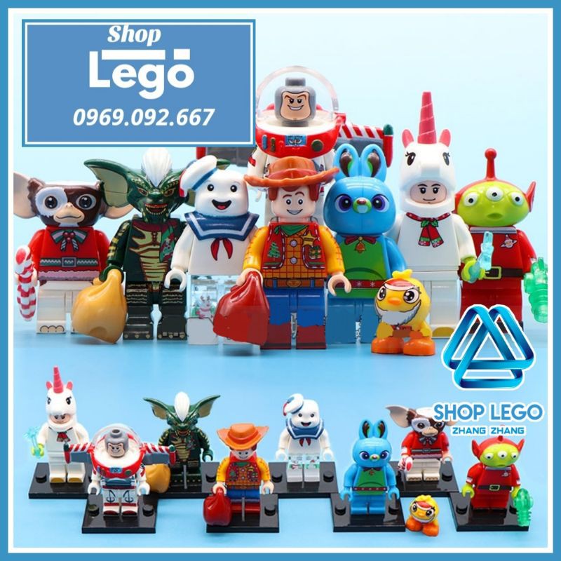 Xếp hình Toy Story Woody Buzz Lightyear Bunny LGM Stay Puft Gizmo Stripe Unicorn Mascot Lego Minifigures WM6077