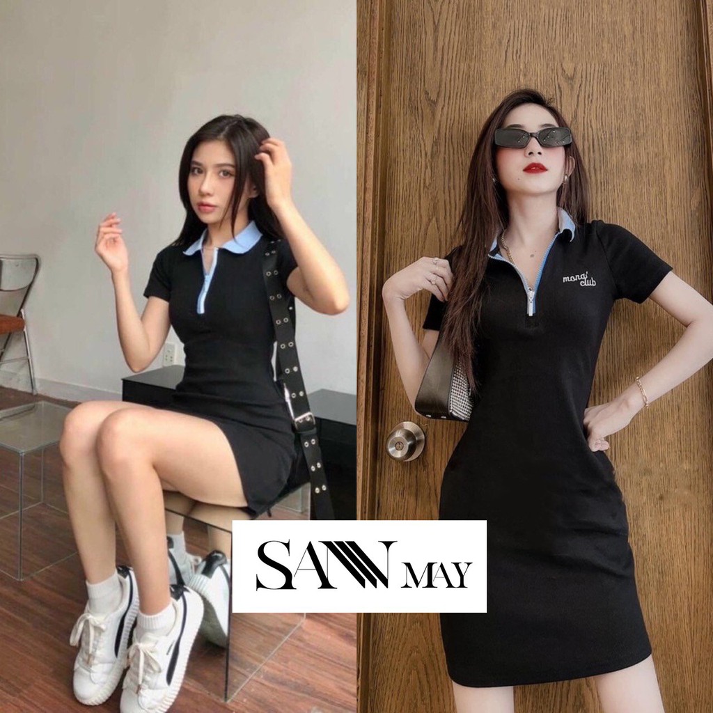 Đầm Ôm Body Thun Dáng Suông Ngắn SANJOLI Váy Polo Nữ Nhún Sexy Thiết kế dài vải cotton len đi chơi, đi biển đẹp VD026 | BigBuy360 - bigbuy360.vn