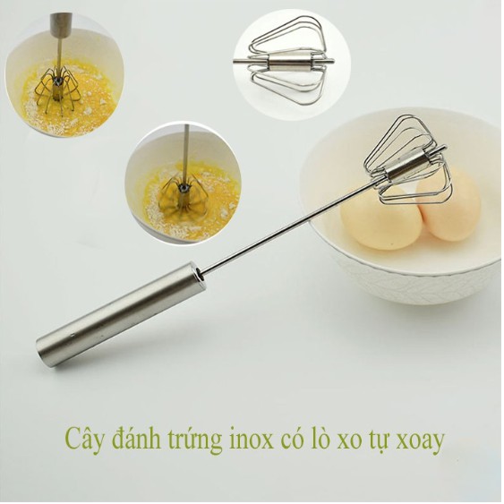 Cây Đánh Trứng,Đánh Bột Inox Có Trục Xoay Tự Động Tiện Dụng