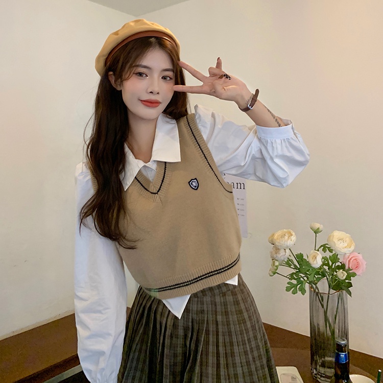 Korean fashion women's knitted V-neck sleeveless vest | BigBuy360 - bigbuy360.vn