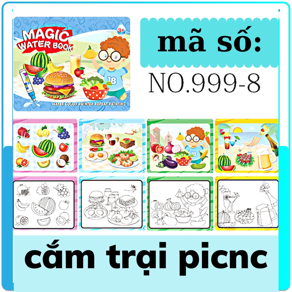 Tranh tô màu nước ma thuật, sách tô màu nước thần kỳ, magic water book cho bé giá tốt với 6 chủ đề