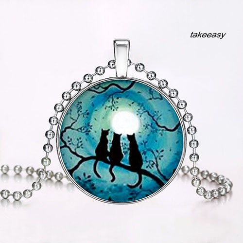 [Hàng Có Sẵn] Vòng cổ Mặt Hình Ba Chú Mèo Phát Sáng Trong Bóng Tối Phong Cách Steampunk Cổ Điển