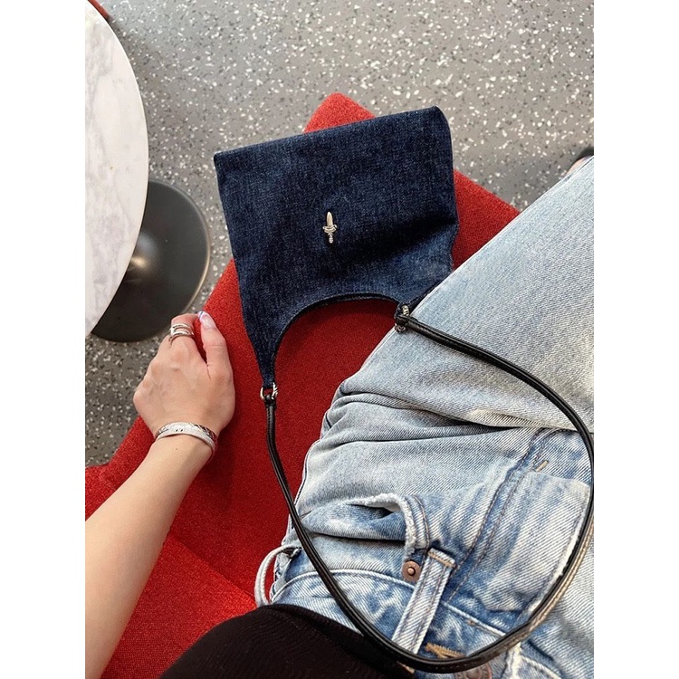Túi Xách Đeo Vai Chất Liệu Denim Phối Dây Xích Thời Trang Dành Cho Nữ2023