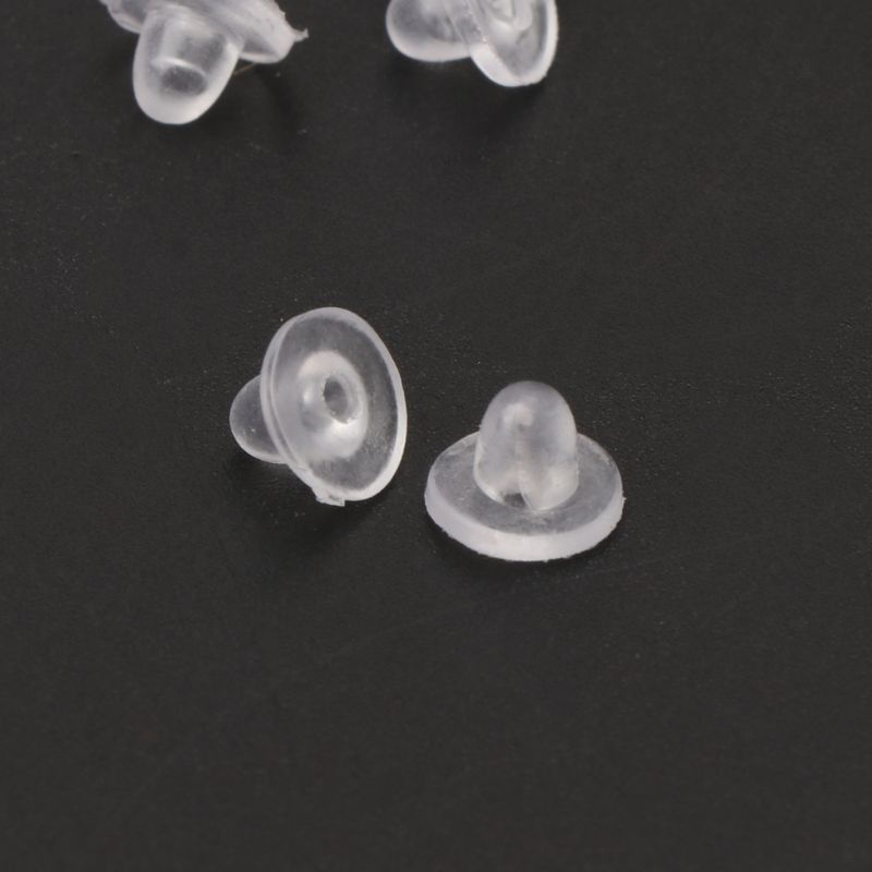 Bộ 100 Đệm Kẹp Bông Tai Bằng Cao Su Silicon Mềm Trong Suốt Chống Trơn