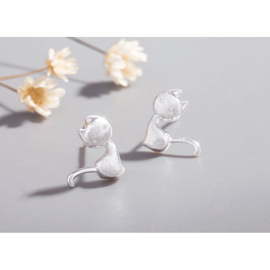 Bông tai EBI Mèo con mạ Bạc 925