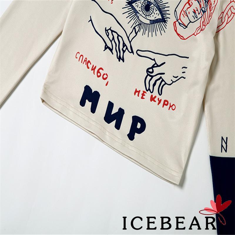 Áo Thun Tay Dài Cổ Cao Hoạ Tiết In Dành Cho Phái Nữ