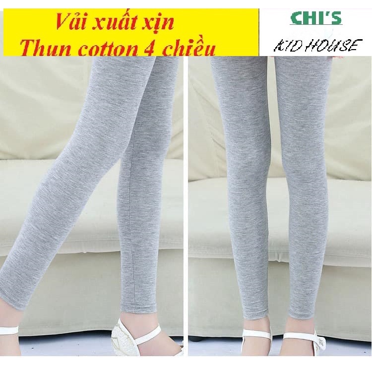 SET 3 QUẦN LEGGING TRƠN DÀI/ QUẦN DÀI THUN COTTON 4 CHIỀU CHO BÉ GÁI 9-41KG