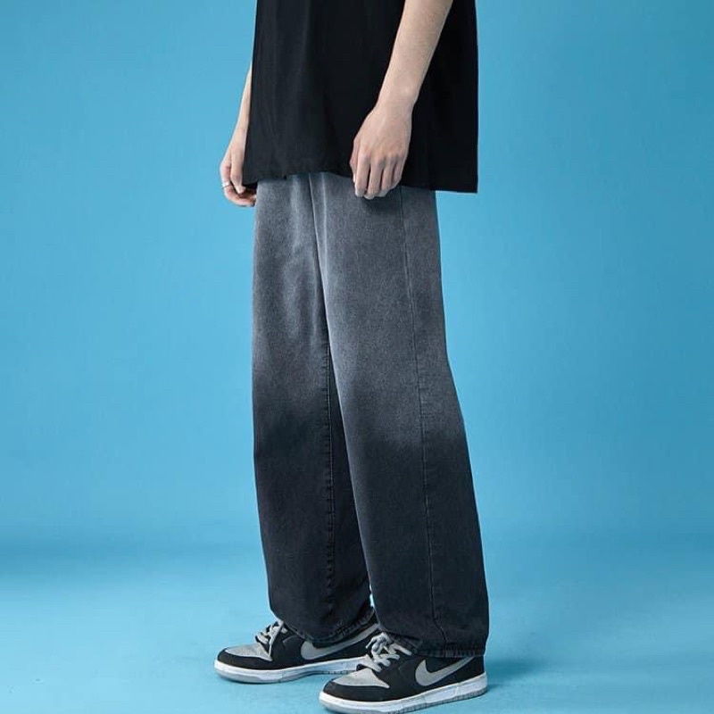 QUẦN BAGGY NAM NỮ LOANG 2 MÀU, ỐNG RỘNG VẢI JEAN DENIM KHÔNG GIÃN