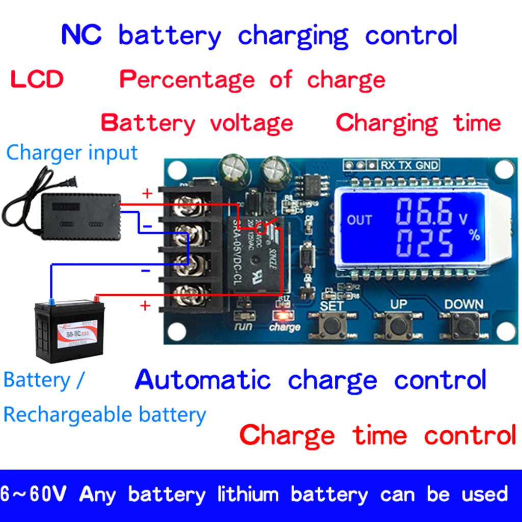 10A 6-60V Battery Charger Control Module Overcharge Protection Control Switch