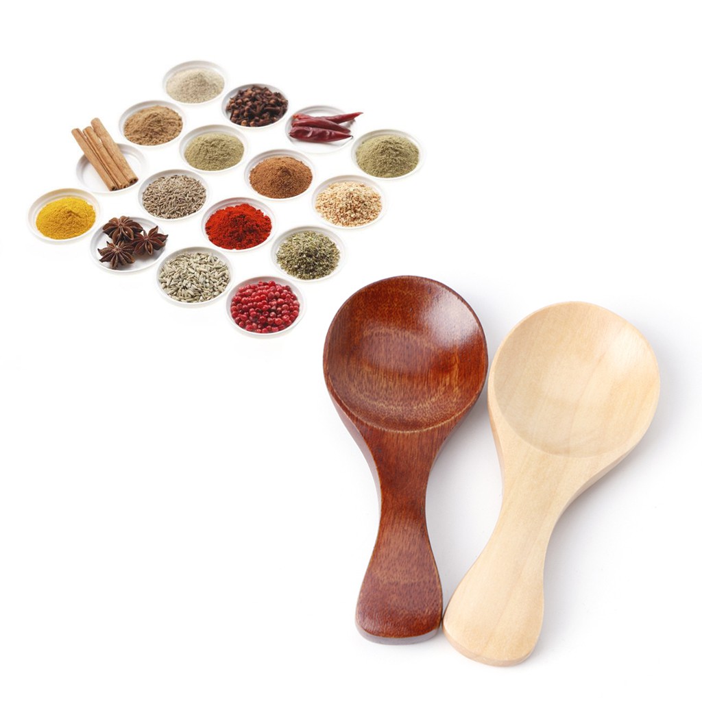 Small Wooden Salt Spoon Sugar Condiments Teaspoons Kitchen Tableware Tool