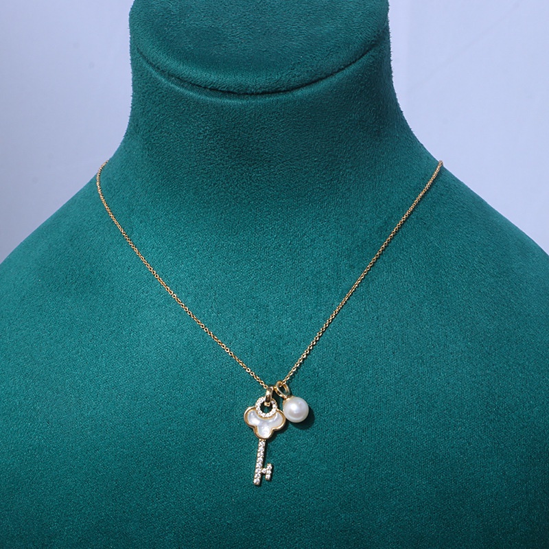 Trực Tuyến Bán Chạy Dây Chuyền Bằng Đồng Mạ Vàng Đính Ngọc Trai Nước Ngọt Kiểu Dáng Tươi Mới Cho Mẹ-P