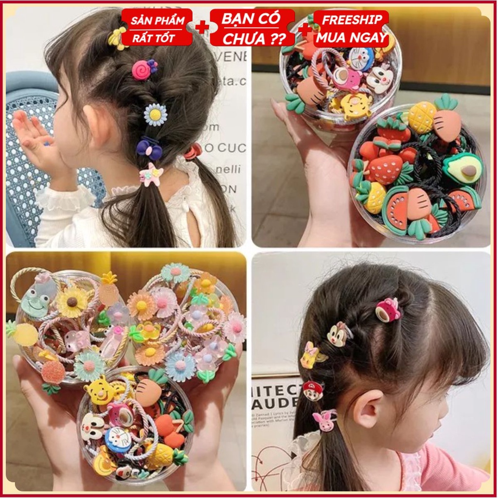 PVN28753 Hộp 30 dây cột tóc dễ thương phong cách hàn quốc cho bé T2