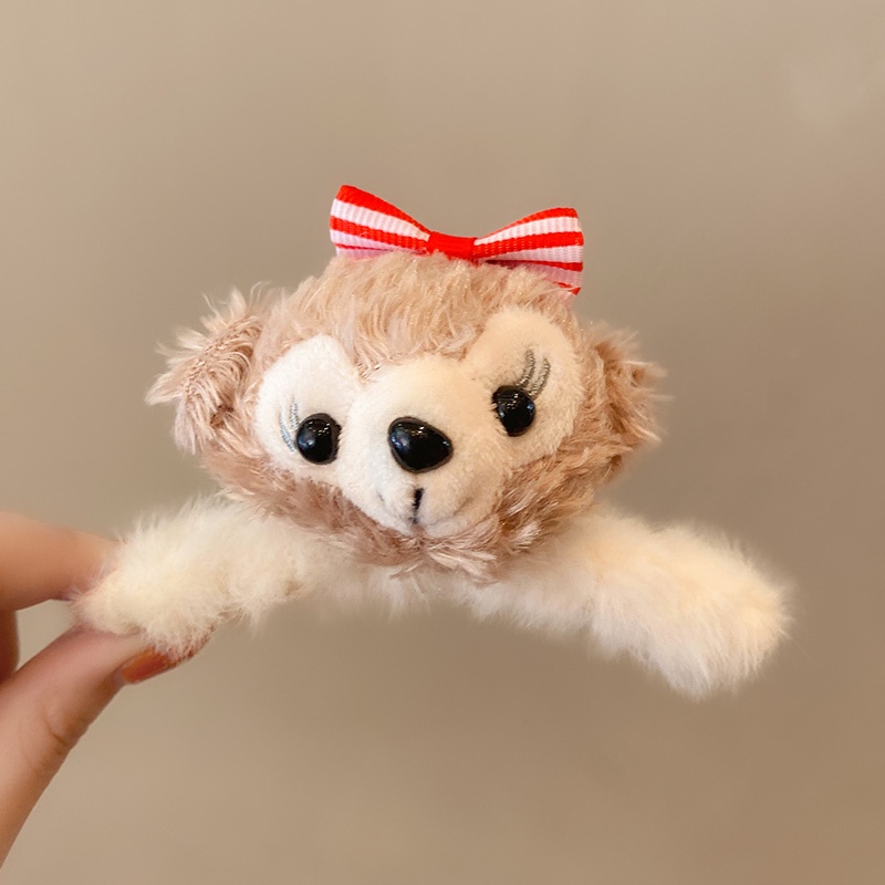 Kẹp Tóc Đính Lông Nhung Kiểu Dáng Hoạt Hình Dễ Thương Xinh Xắn Cho Nữ