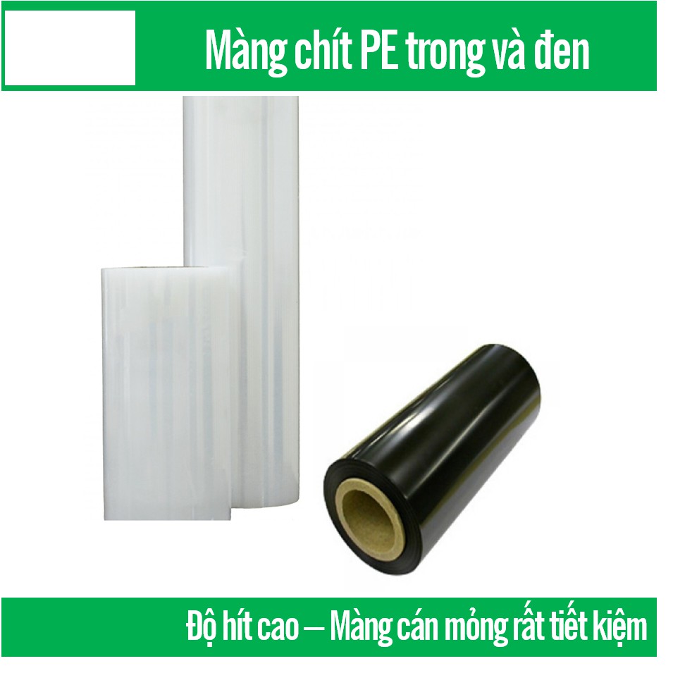 Gò Vấp (1 cuộn) Màng bọc PE gói hàng ĐEN+TRONG thay thế túi xi măng Thay thế túi nilon Màng chít quấn hàng hóa