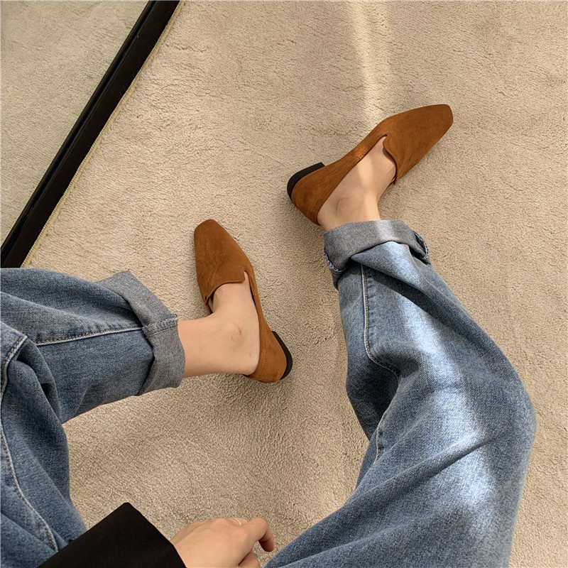 (g10) giày bệt ulzzang da lộn size 35 đến 39 3 màu(kèm hộp đựng)