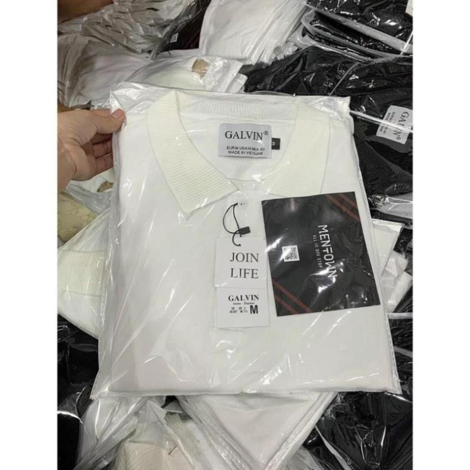Áo phông nam polo có cổ ngắn tay cao cấp vải thun cotton co giãn màu trắng đen form rộng thoải mái E4 | BigBuy360 - bigbuy360.vn