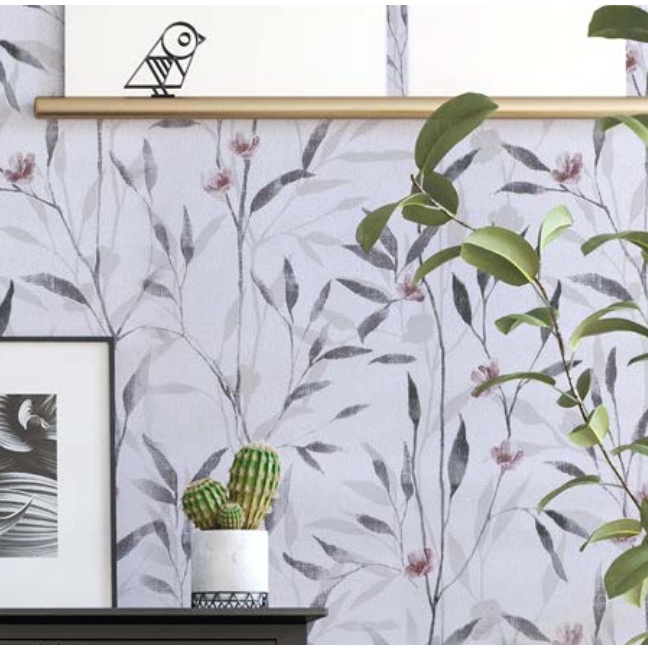 Decal giấy dán tường HOA NHÍ LÁ XÁM khổ 45cm keo sẵn