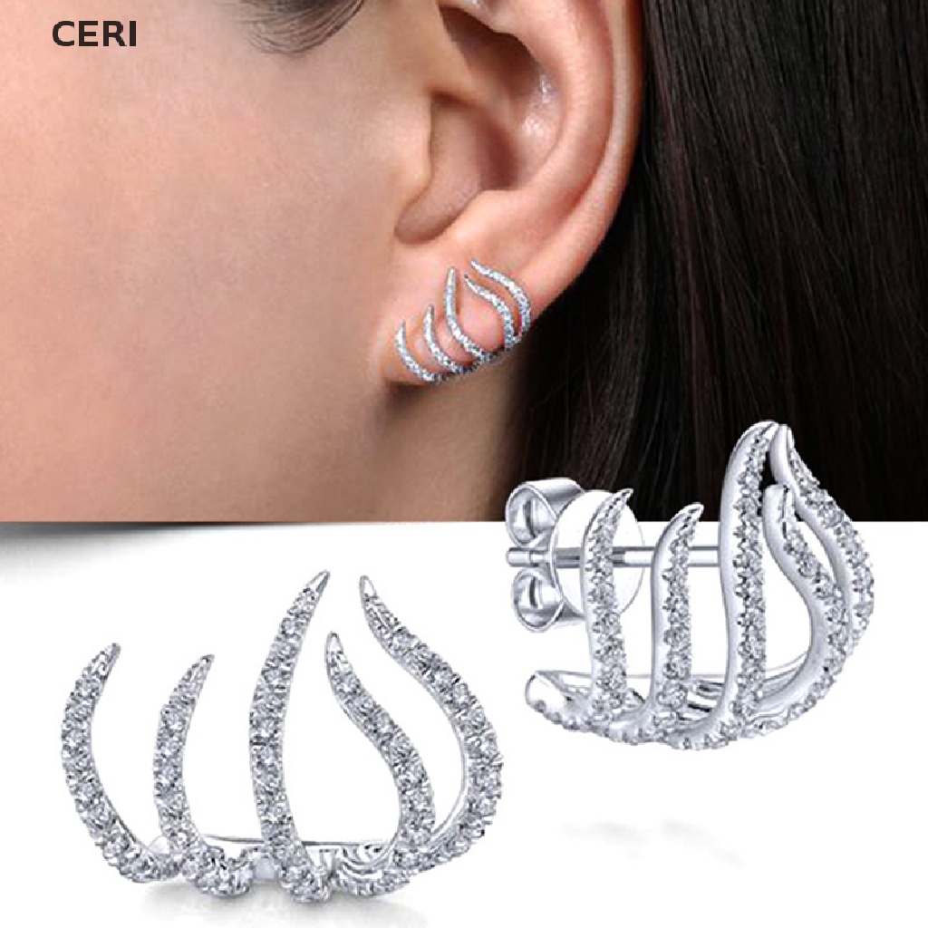 1 Cặp Khuyên Tai Đeo Vành Tai Đính Đá Zircon Nhỏ Nhắn Phong Cách Tối Giản Sang Trọng