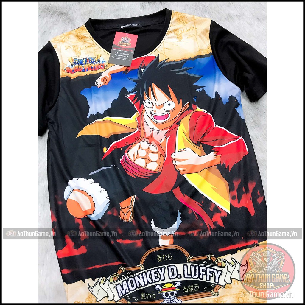 Áo One Piece Luffy Mũ Rơm (3D Đen) Luffy Mũ Rơm A01, áo thun nam nữ Anime Manga One Piece (Shop AoThunGameVn)