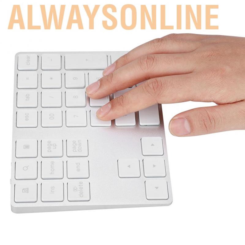 Alwaysonline BT308 34 Keys Mini Rechargeable Numpad Wireless Numeric Keypad Small Keyboard