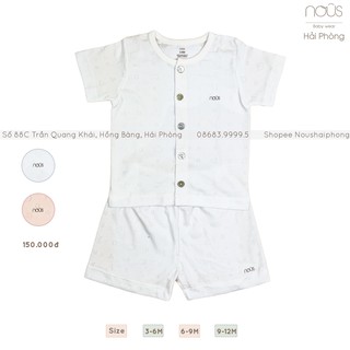 Bộ Cài Thẳng Cộc Thường Trắng Nous (Size 3-6 Tháng Đến 9-12 Tháng)