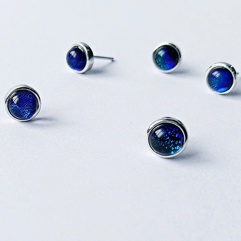 Khuyên tai đính đá Sapphire nhân tạo phong cách Hàn