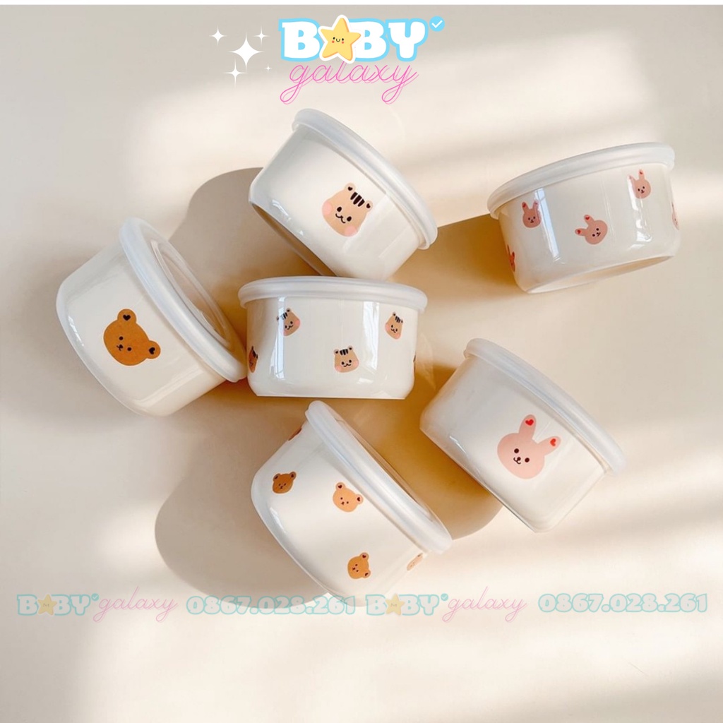 Bát Tô, Hũ Sứ Phong Cách Hàn Quốc, Có Nắp Đậy Silicon Vệ sinh Cho Bé - Baby Galaxy Official