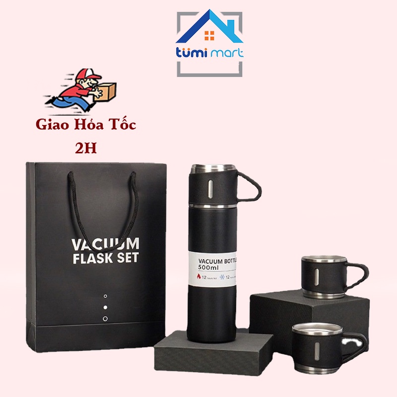 Set Bình Giữ Nhiệt Inox Kèm Cốc Dung Tích 700Ml Loại 1 Inox Dày, Không Đọng Nước. Cốc Giữ Nhiệt Quà Tặng Sang Trọng