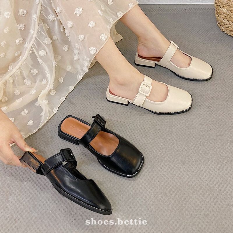 Giày bệt quai ngang gót mở hàn quốc