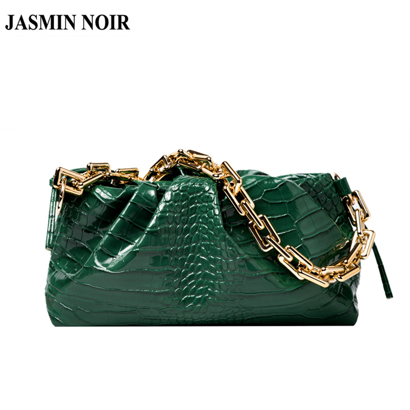 Túi đeo vai JASMIN NOIR giả da cá sấu phối dây xích phong cách cổ điển thời trang sang trọng cho nữ