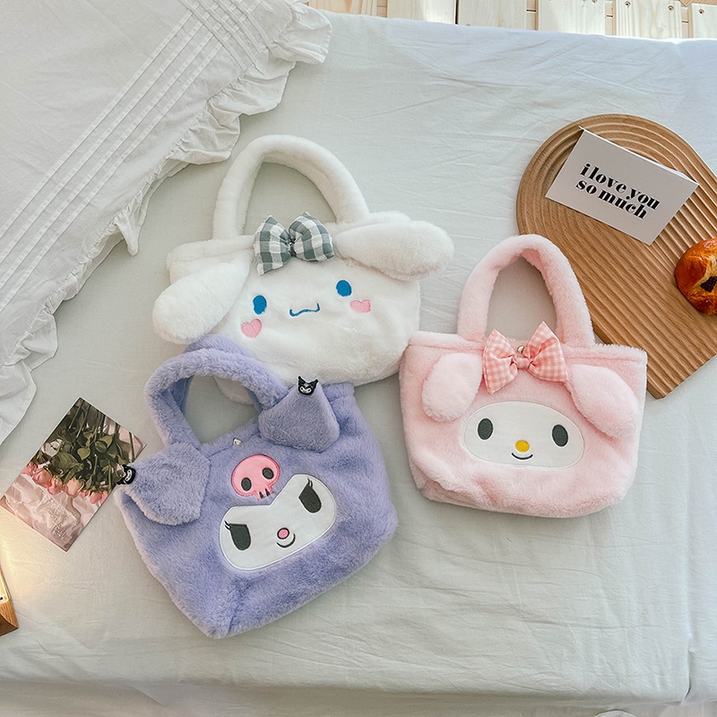 Túi cầm tay hình Cinnamoroll nhồi bông mềm mại đáng yêu