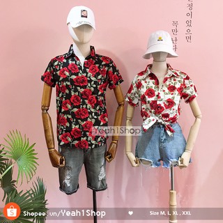 [Yeah1Shop]- Áo sơ mi hoa hồng (có size to) - SMTC