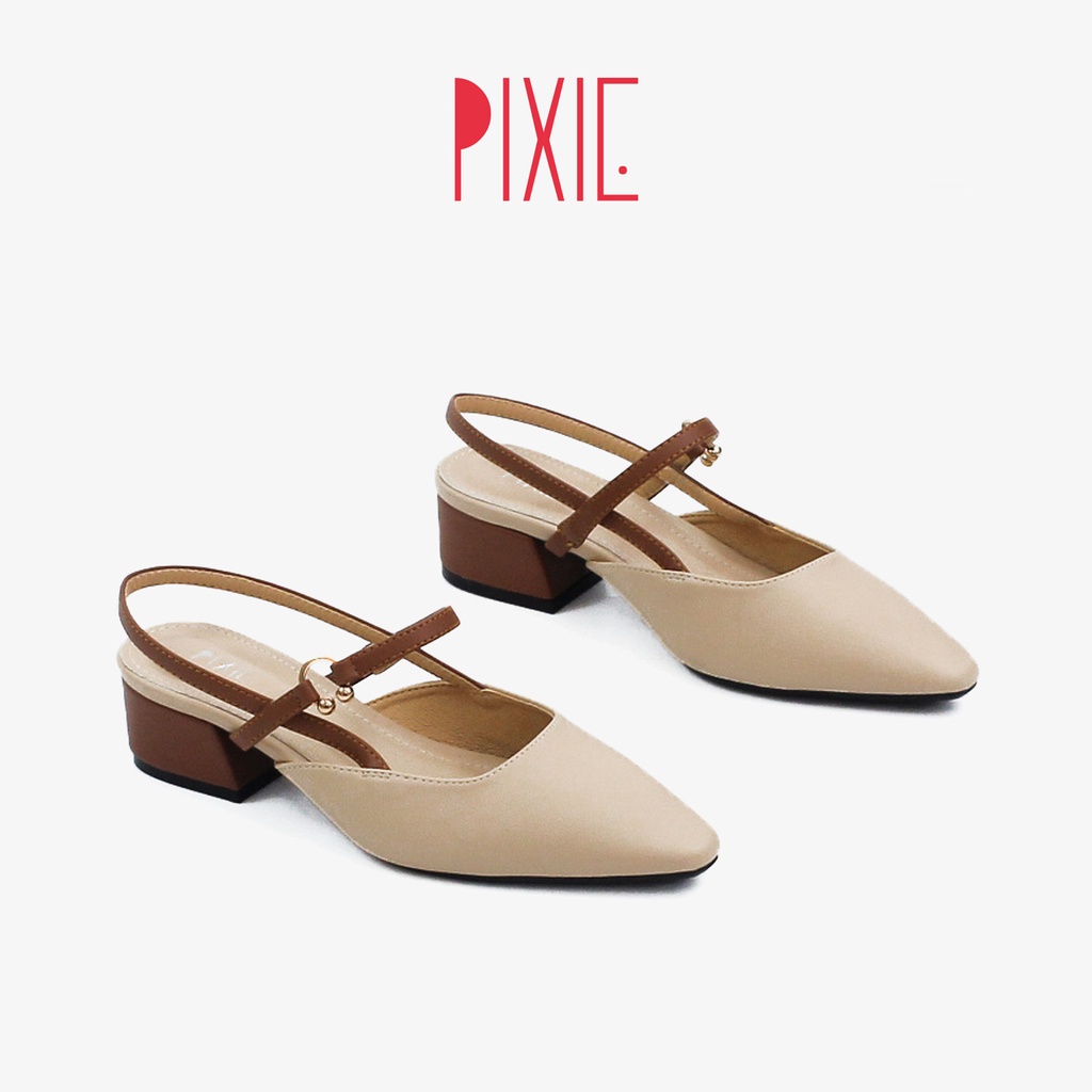 Giày Cao Gót 3cm Hở Gót Mix Nhiều Màu Pixie X466
