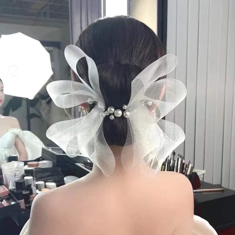 set 2 nơ cài tóc cực xinh, cài tóc cô dâu