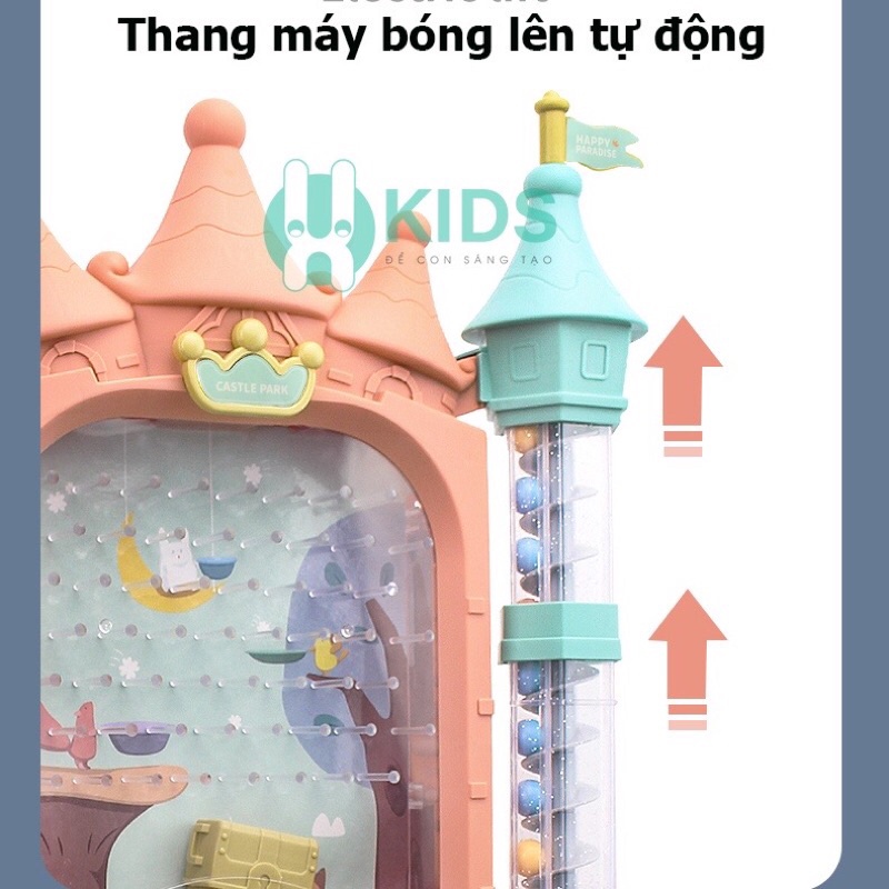 ( CỠ LỚN ) Máy đỡ hạt đậu hình lâu đài có vô lăng, Đồ chơi máy bắt hạt đậu kèm vô lăng có đèn nhạc vui nhộn